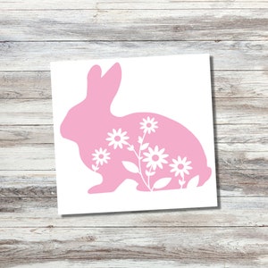 Flower Bunny Decal | Easter Bunny Decal | Car Decal | Laptop Decal | Water Bottle Decal