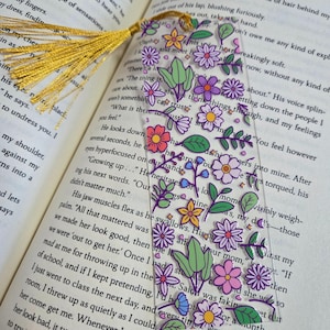 Spring Florals Acrylic Bookmark with Tassel