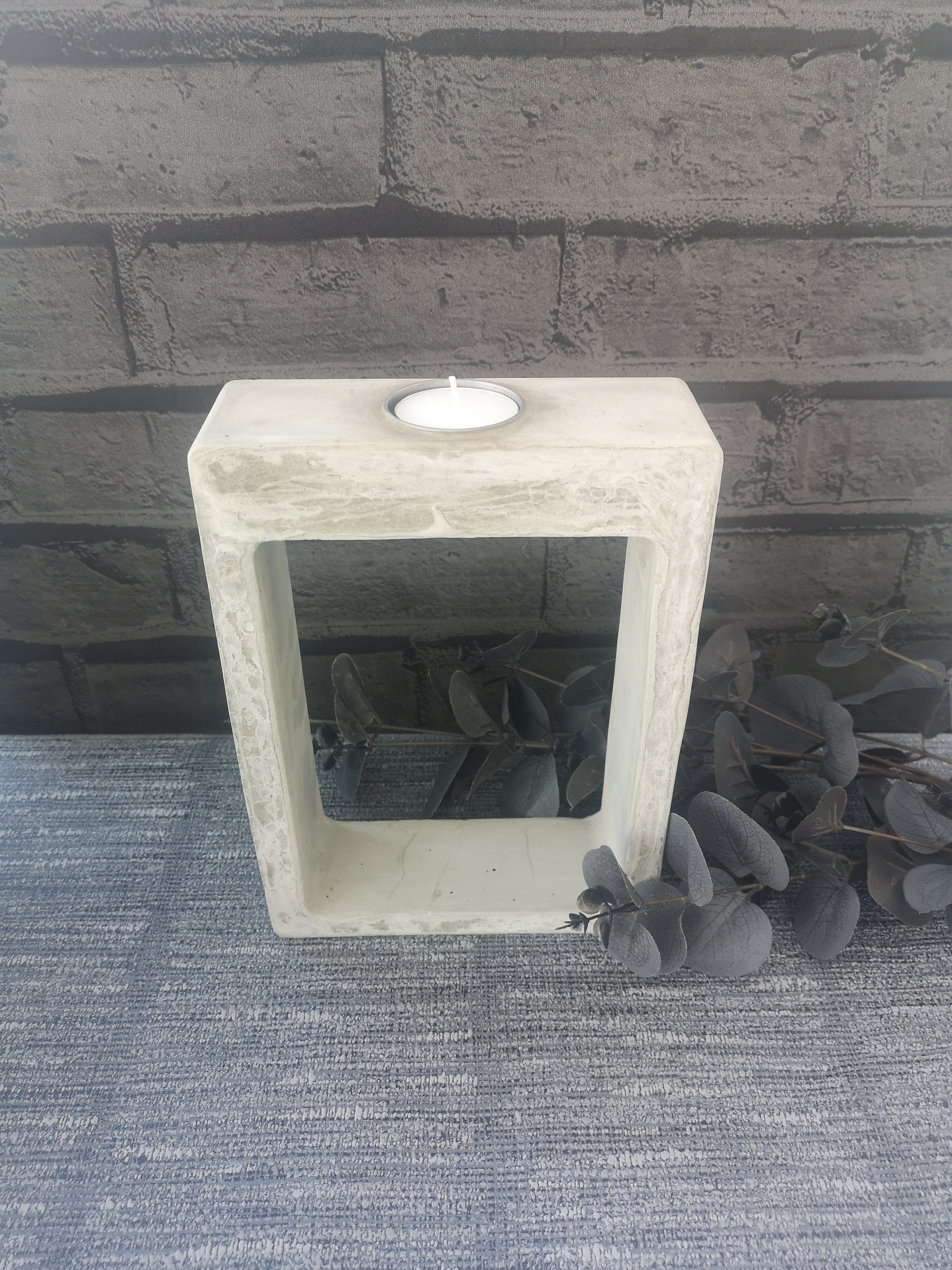 Concrete Tea Light Candle Holder, Grey Home Accessories, Concrete Decor