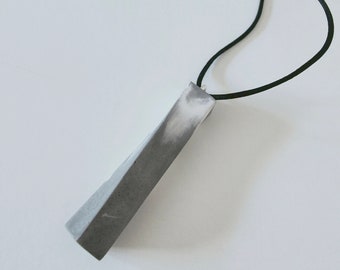 Concrete grey and white marbled pendant necklace