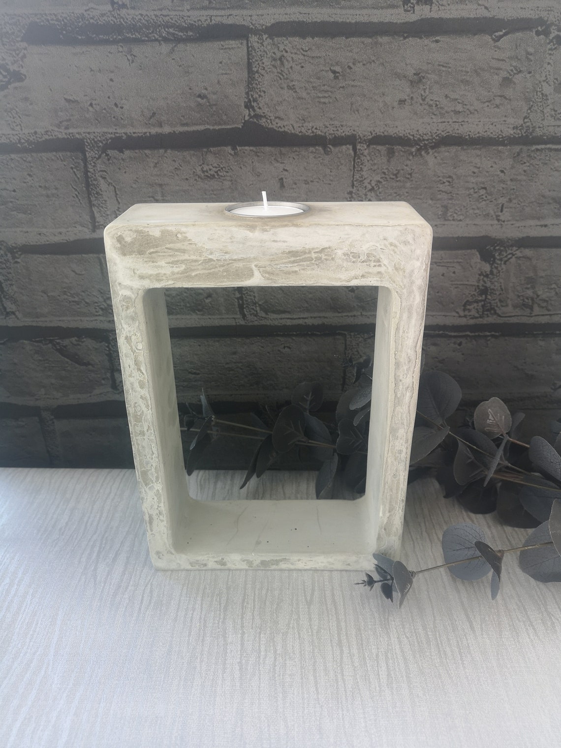 Concrete Tea Light Candle Holder, Grey Home Accessories, Concrete Decor