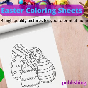 Easter Colouring Sheets - A4 PDF Printable - Kids and Adults - Easter themed pictures