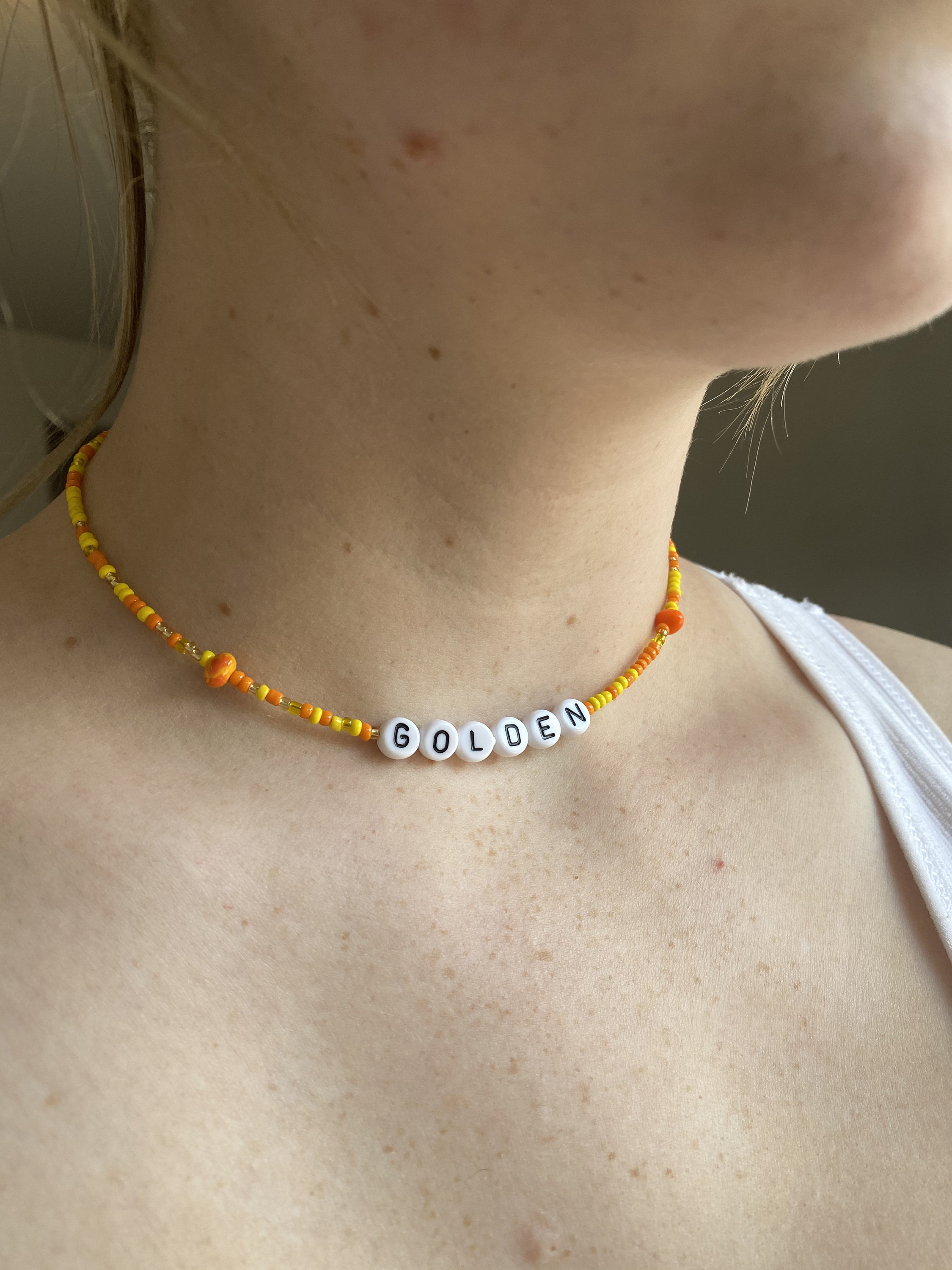 GOLDEN seed bead necklace Etsy