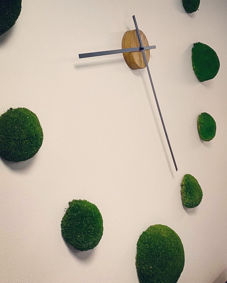 Bun Moss Wall Clock With Oak Wood Big Clock Etsy UK