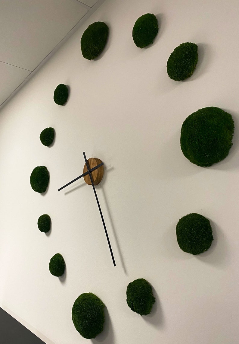 Bun Moss Wall Clock With Oak Wood Big Clock Etsy UK