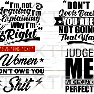 4 independent Women&#39;s rights quotes | Bad relationship | Svg Png Eps Dxf | Silhouette Clipart cricut cut cutting image | Newly divorced AF