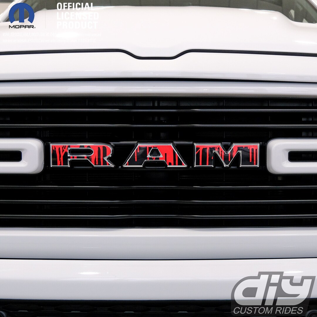 RAM Grill Emblem Overlay Decals DRIPPING RED Fits 20092024 15005500