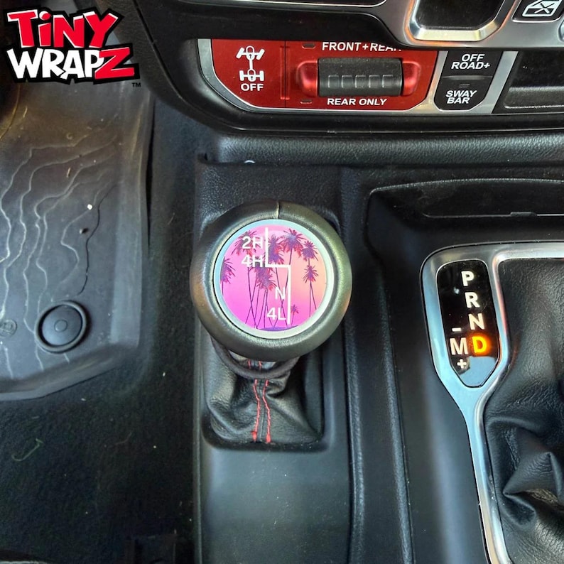 Jeep Shift Knob Premium Vinyl "Pink Sunset" Sticker Fits 2018-2026 Wrangler JL & Gladiator image 3