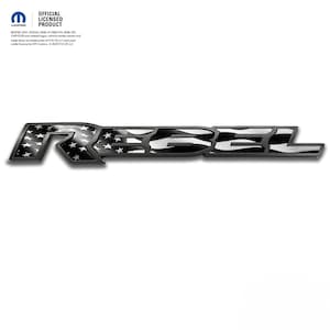RAM 1500 Rebel Emblem Overlay Decals Black & White American Flags Fits 2015-2025