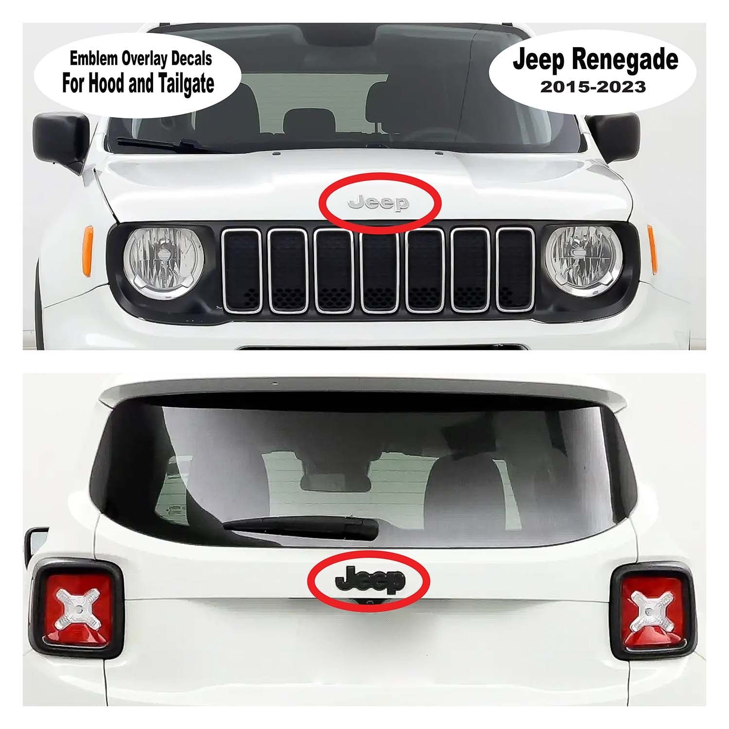 Adhésif Autocollant pour Bonnet Jeep Renegade-Dakar - avec-trou de la buse  de lave-glace autocollant pour jeep renegade