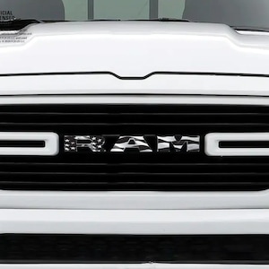 RAM Grill Emblem Overlay Decals Grayscale American Flag Fits 2009-2026 1500-5500