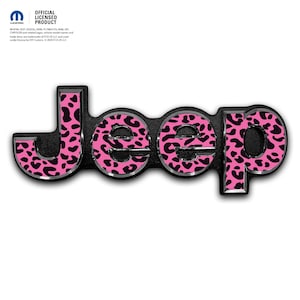 Jeep Emblem Overlay Aufkleber - Pinker und schwarzer Leopardenmuster