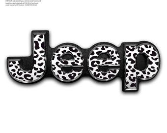 Jeep Emblem Overlay Decals - Black & White Leopard Print