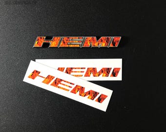Dodge HEMI Fender Emblem Insert Overlay Decal L&R REAL Flames Fits 11-19 Dodge Challenger Charger Durango