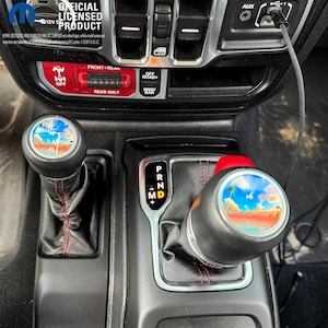 Jeep växelspaksknopp i premium vinyl med "Dolphin Sunset"-dekal passar 2018-2026 Wrangler JL & Gladiator