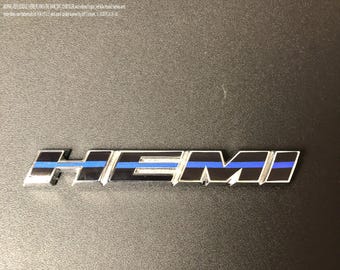 ダッジ HEMI フェンダーエンブレムインサートオーバーレイデカール L&R 薄型ブルーライン 11-19 ダッジチャレンジャーチャージャーデュランゴに適合