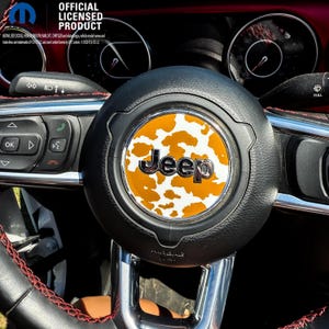 Jeep Wrangler JL Gladiator Steering Wheel Circle Brown Cow Vinyl Decal Sticker Fits 2018-2025
