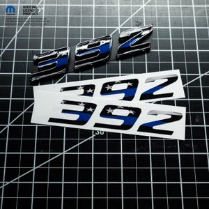 392 Fender Emblem Overlay Decals L&R THIN BLUE Line Flag Fits Dodge Challenger Charger 300