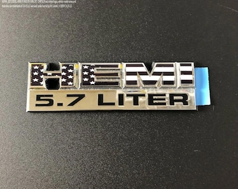 RAM 1500 HEMI-spatbordembleem overlay-stickers (paar) ZWART Witte Amerikaanse vlag, past op 2006-2012