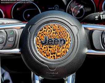 Jeep Wrangler JL Gladiator Steering Wheel Circle Leopard Vinyl Decal Sticker Fits 2018 - 2026