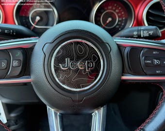 Jeep Wrangler JL Gladiator Steering Wheel Circle Topographic Black with Gray Vinyl Decal Sticker