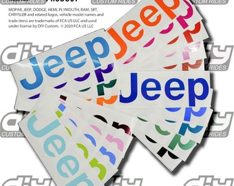 Jeep Wrangler JK Grill Emblem Overlay Decals SOLID COLORS Fits 2007-2018