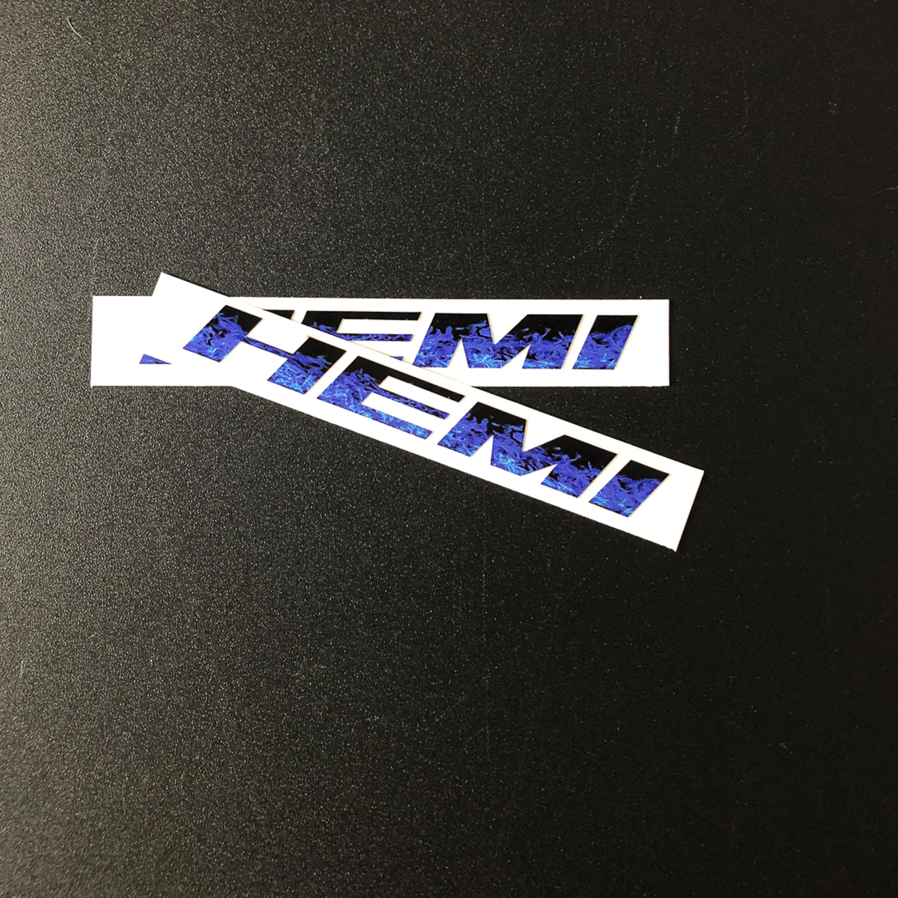 Dodge HEMI Fender Emblem Insert Overlay Decal L&R BLUE Fire Flames Fits ...