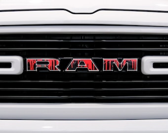 RAM Grill Emblem Overlay Decals DRIPPING RED Fits 2009-2026 1500-5500