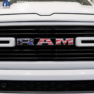 RAM Grill Emblem Overlay Decals WAVING AMERICAN Flag  Fits 2009-2025 1500-5500