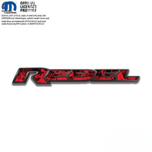 RAM 1500 Rebel Emblem Overlay Decals Red Flames Fits 2019-2025