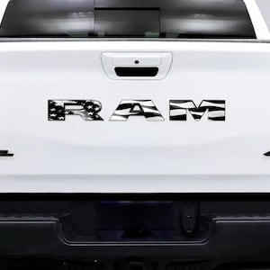 RAM Tailgate Emblem Overlay Decals Grayscale American Flag Fits 2009-2025 Trucks