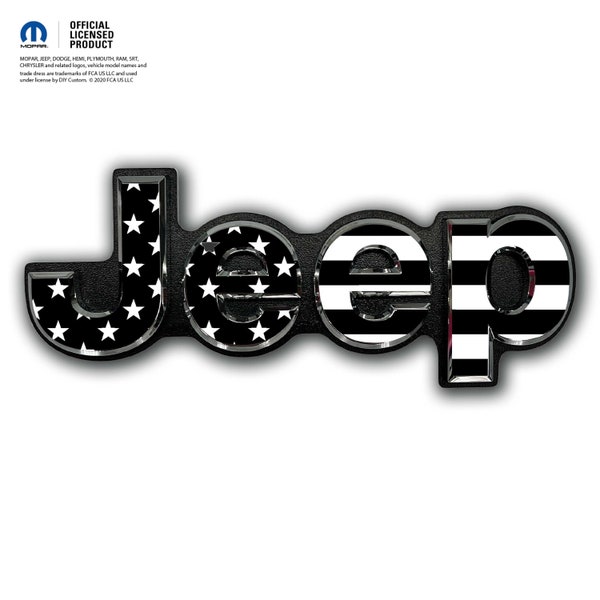 Jeep Emblem Overlay Decals - Basic Black & White American Flag