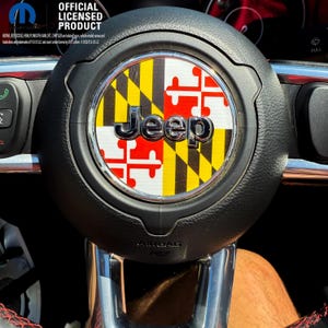 Jeep Wrangler JL Gladiator Steering Wheel Circle Maryland Flag Vinyl Decal Sticker Fits 2018 - 2026