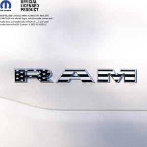 RAM Door x2 Emblem Overlay Decals L&R Black and White American Flag Fits 2019-2026 RAM Trucks