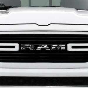 RAM Grill Emblem Overlay Decals Grayscale American Flag Fits 2009-2026 1500-5500