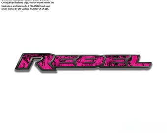 RAM 1500 Rebel Emblem Overlay Decals Pink Flames Fits 2019-2026