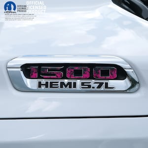 RAM 1500 Hood Emblem Overlay Decals L&R PINK Fire Flames Fits 2019-2026 Ram Trucks