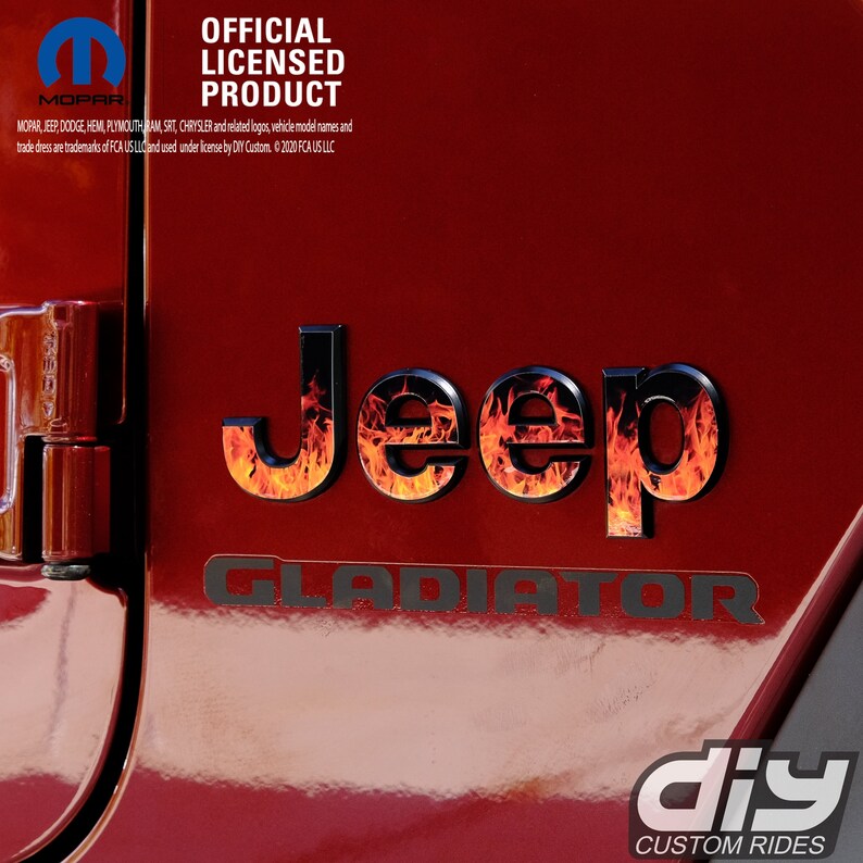 Jeep Fender Emblem Overlay Decals Real Fire Flames Fits 2018 Etsy