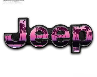 Pegatinas de vinilo premium para emblemas de Jeep Wrangler JL Gladiator JT – Tiny Wrapz Pink Sunset Grand Cherokee, Compass, Liberty Patriot