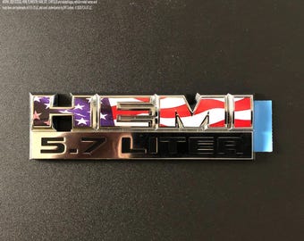 RAM 1500 HEMI Fender Emblem Overlay Decals (Pair) AMERICAN Flag Fits 2006-2012