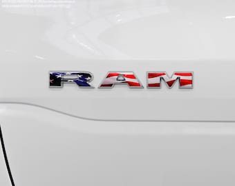 RAM Door x2 Emblem Overlay Decals AMERICAN FLAG Fits 2019-2025 Ram Trucks