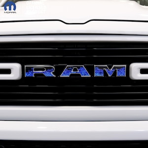 RAM Grill Emblem Overlay Decals BLUE FLAMES Fits 2009-2025 1500-5500