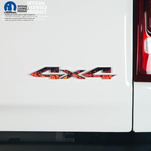 Calcomanías con emblemas superpuestos para RAM 4x4 con llamas REAL FIRE, compatibles con modelos 1500-5500 del 2009 al 2025