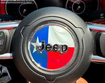 Jeep Wrangler JL Gladiator-stuurwiel cirkel Texaanse vlag vinyloverdrukplaatjesticker past 2018-2026