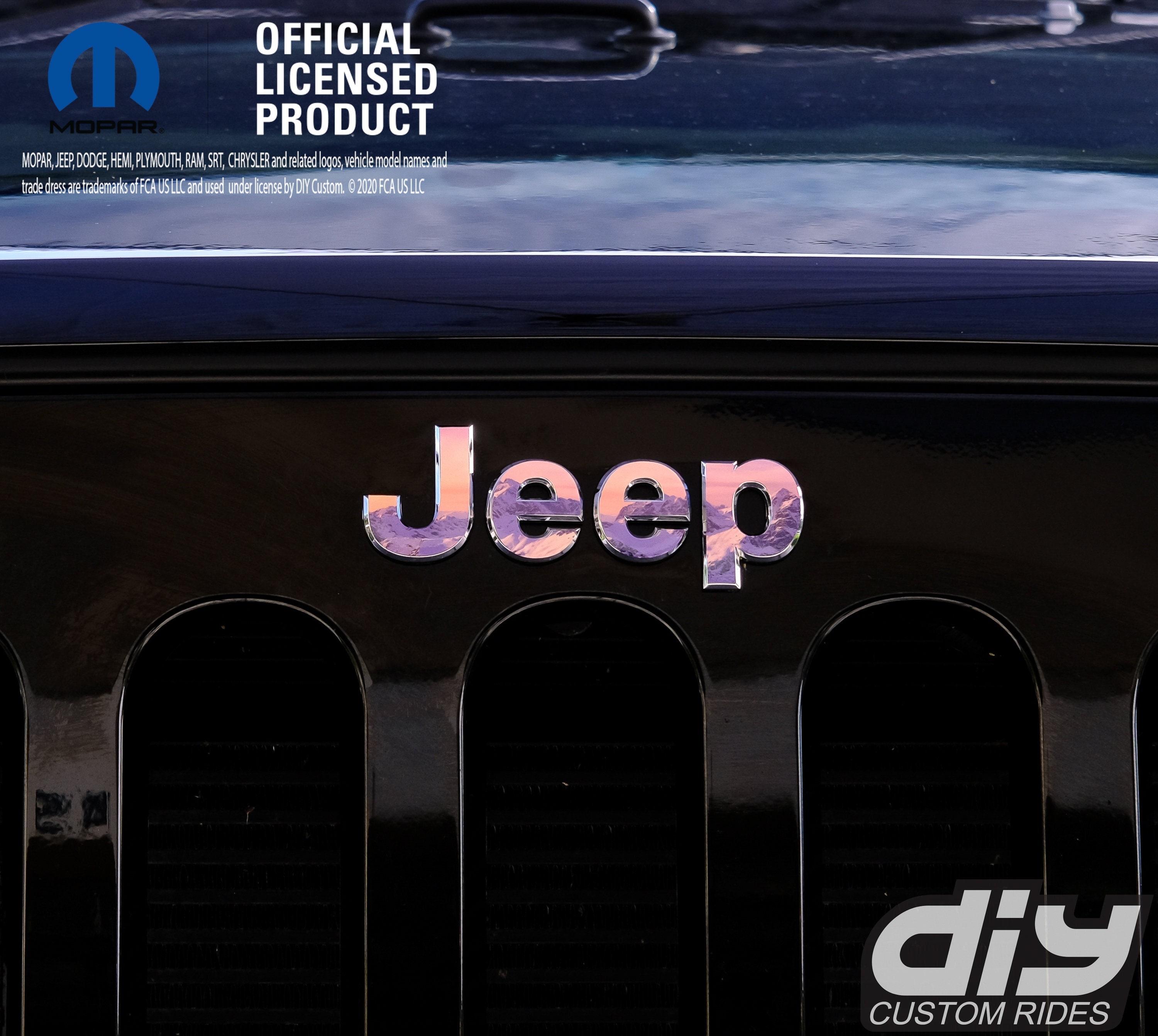 Jeep Wrangler JK Grill Emblem Overlay Decals Purple Mountains - Etsy