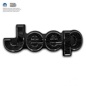 Jeep Emblem Overlay Dekaler - Topografisk Svart med Vitt och Grått