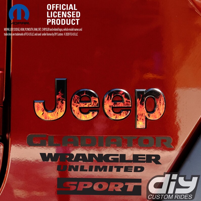 Jeep Fender Emblem Overlay Decals Real Fire Flames Fits 2018 Etsy