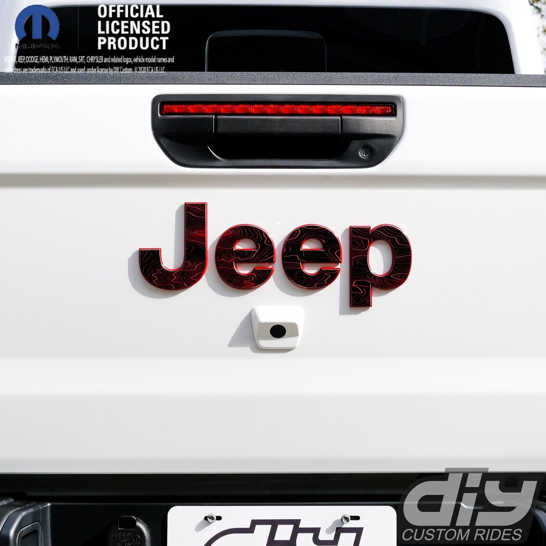 Jeep Gladiator Tailgate Emblem Overlay Decals Black/red Topo Etsy