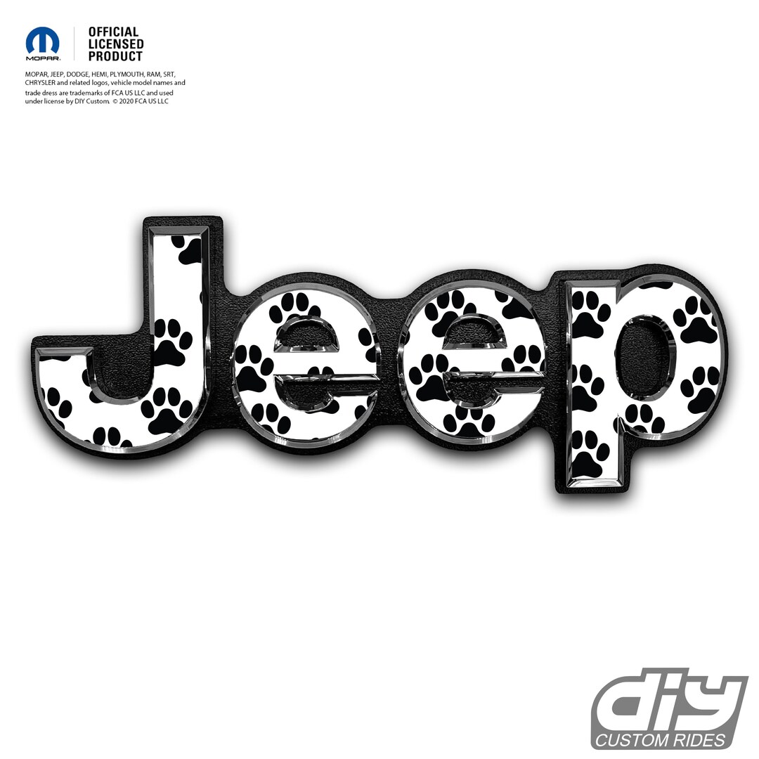 Jeep Emblem Overlay Decals Dog Paws Black on White - Etsy
