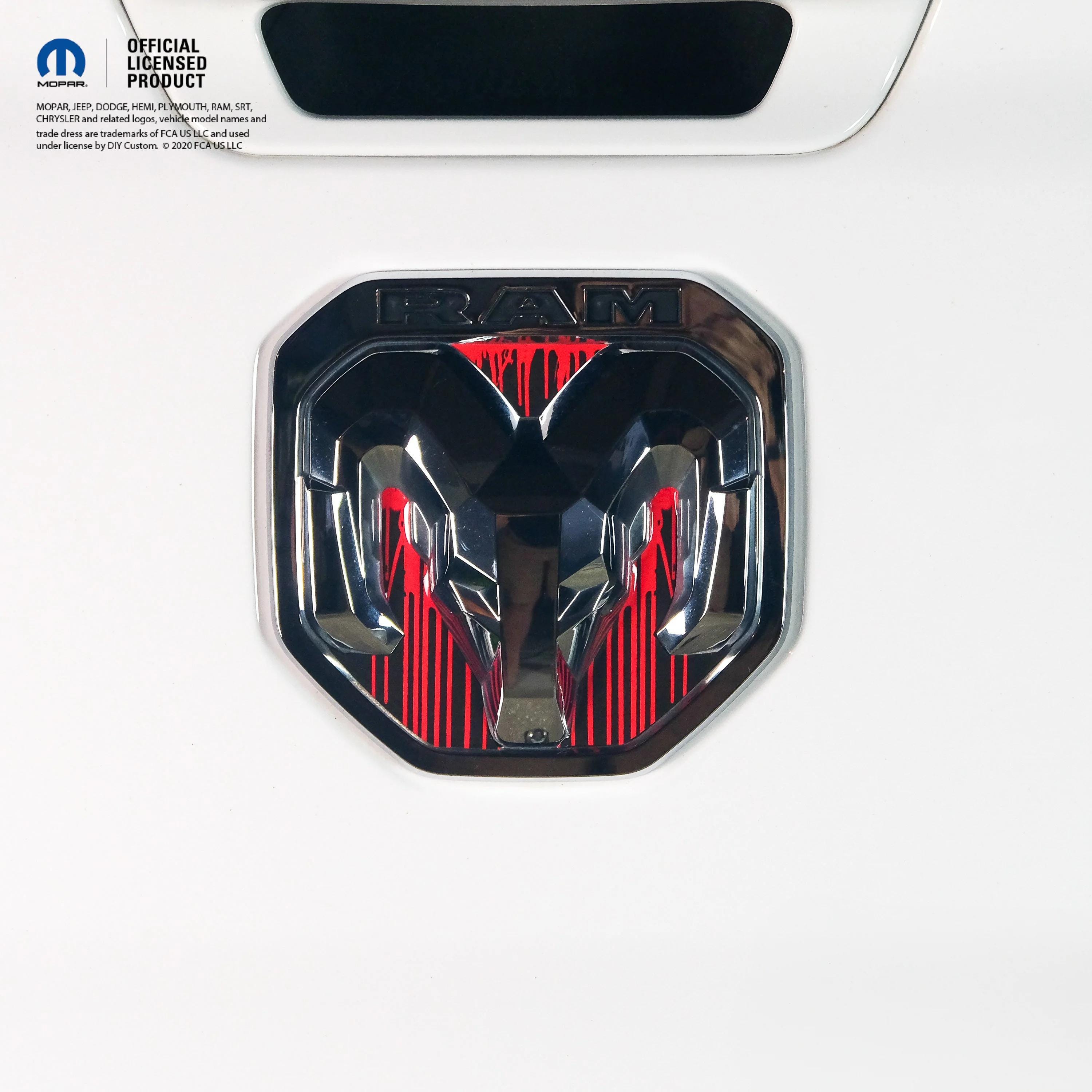 RAM Tailgate RAM Head Emblem Overlay Decals DRIPPING Red Fits 2009-2024 Trucks